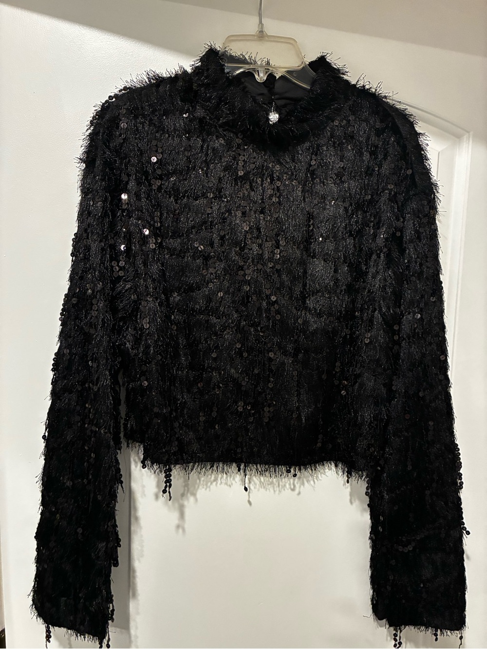 H&M Black Sequin Fringe Women's Top